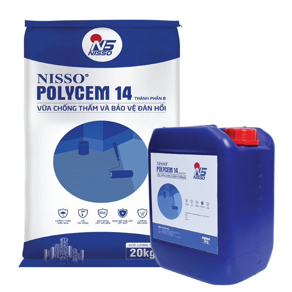 NISSO Polycem 14: Vữa chống thấm 2 thành phần gốc xi măng Polymer 