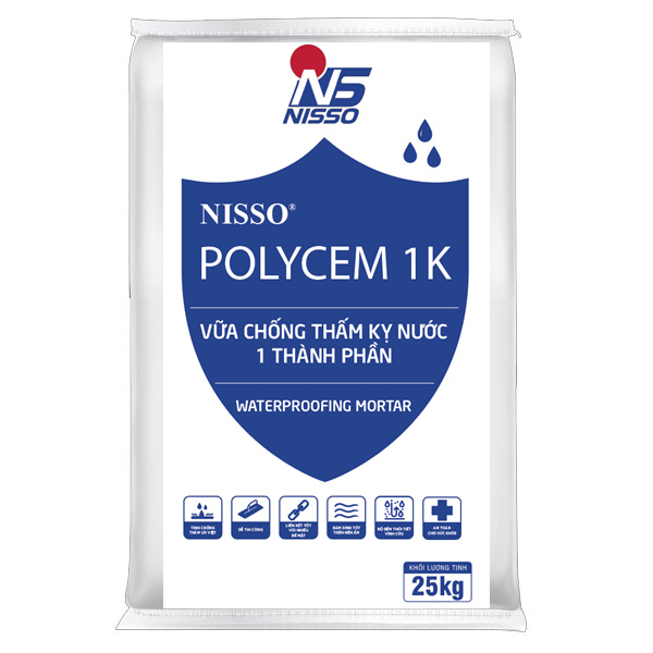 NISSO® Polycem 1K Vữa chống thấm kỵ nước 1 thành phần